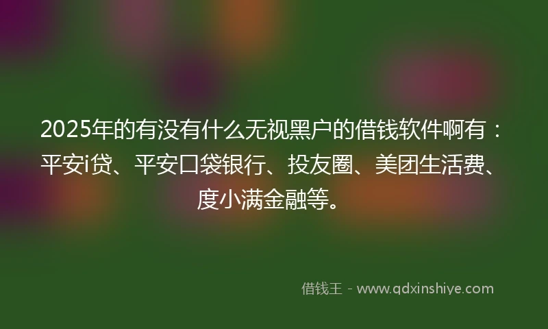 2025年的有没有什么无视黑户的借钱软件啊有：平安i贷、平安口袋银行、投友圈、美团生活费、度小满金融等。