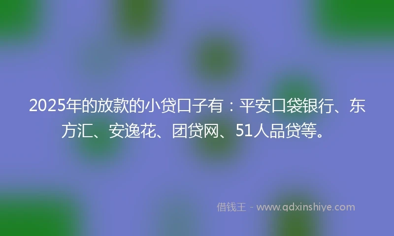 2025年的放款的小贷口子有：平安口袋银行、东方汇、安逸花、团贷网、51人品贷等。