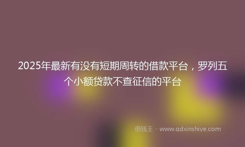 2025年最新有没有短期周转的借款平台，罗列五个小额贷款不查征信的平台