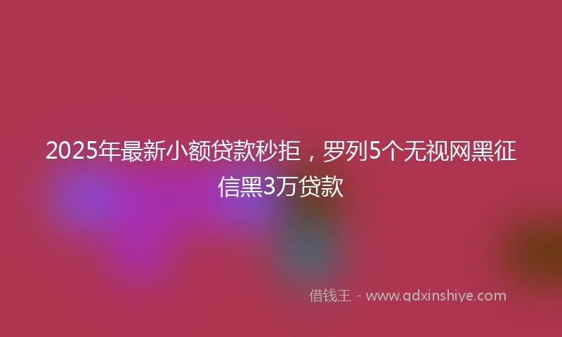 2025年最新小额贷款秒拒，罗列5个无视网黑征信黑3万贷款