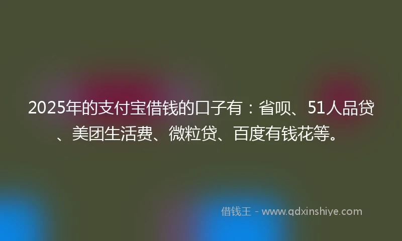2025年的支付宝借钱的口子有：省呗、51人品贷、美团生活费、微粒贷、百度有钱花等。