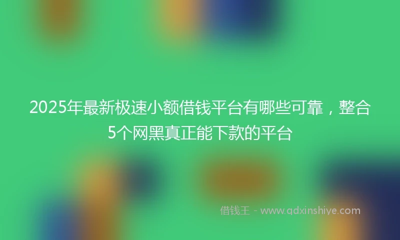 2025年最新极速小额借钱平台有哪些可靠，整合5个网黑真正能下款的平台
