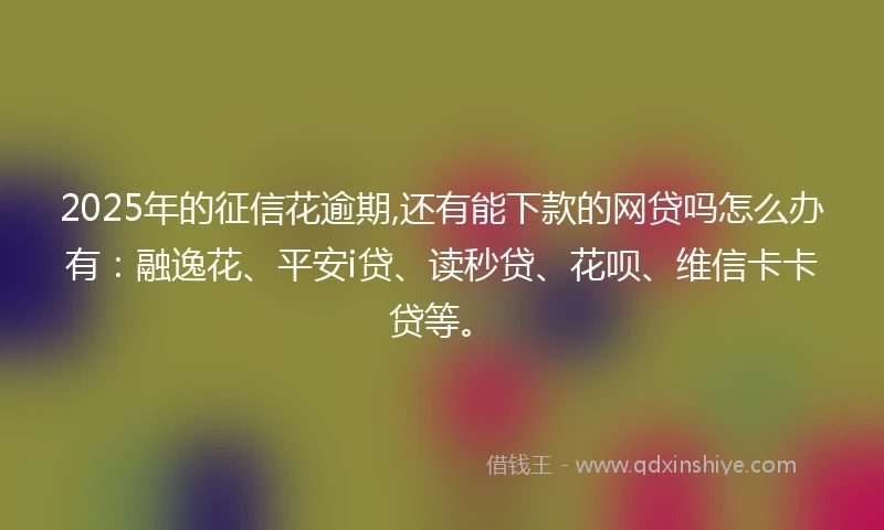 2025年的征信花逾期,还有能下款的网贷吗怎么办有：融逸花、平安i贷、读秒贷、花呗、维信卡卡贷等。