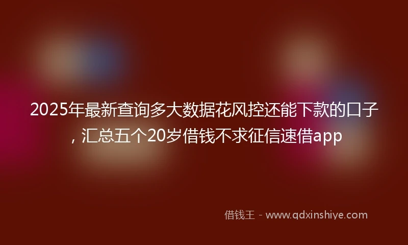 2025年最新查询多大数据花风控还能下款的口子，汇总五个20岁借钱不求征信速借app