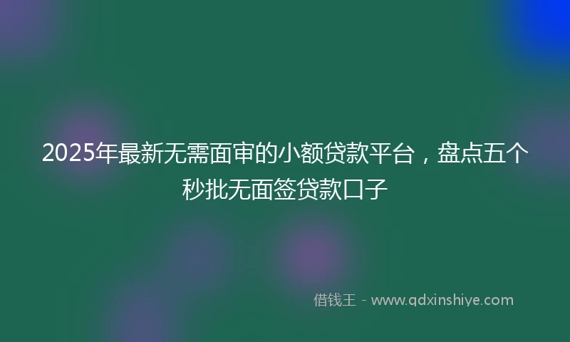 2025年最新无需面审的小额贷款平台，盘点五个秒批无面签贷款口子