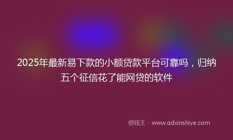 2025年最新易下款的小额贷款平台可靠吗，归纳五个征信花了能网贷的软件