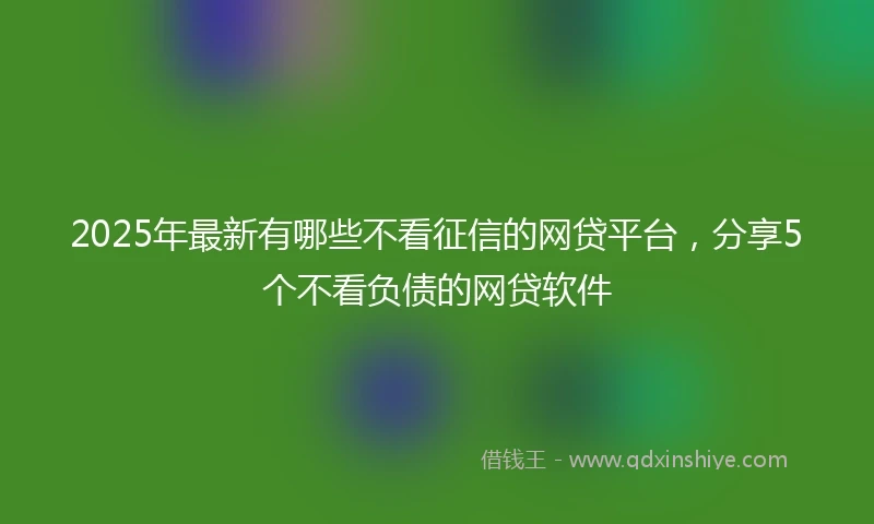 2025年最新有哪些不看征信的网贷平台，分享5个不看负债的网贷软件