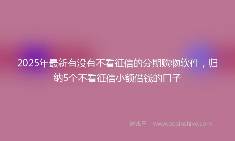 2025年最新有没有不看征信的分期购物软件，归纳5个不看征信小额借钱的口子