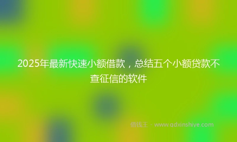 2025年最新快速小额借款，总结五个小额贷款不查征信的软件