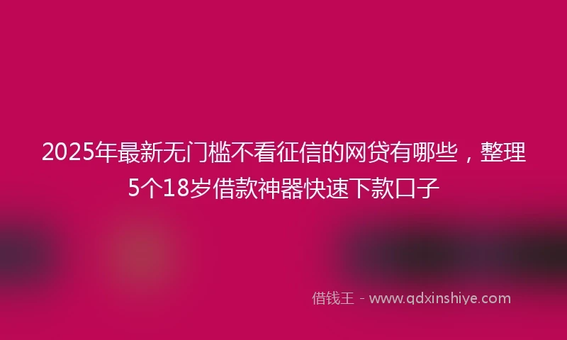 2025年最新无门槛不看征信的网贷有哪些，整理5个18岁借款神器快速下款口子