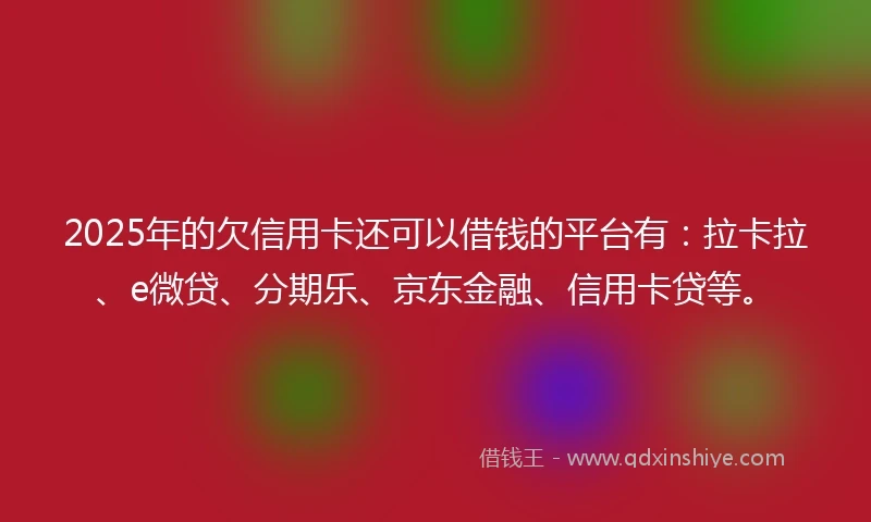 2025年的欠信用卡还可以借钱的平台有：拉卡拉、e微贷、分期乐、京东金融、信用卡贷等。