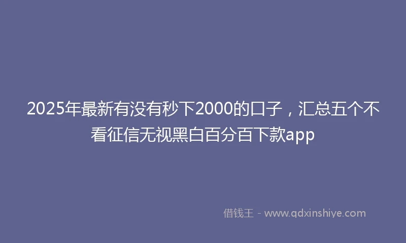 2025年最新有没有秒下2000的口子,汇总五个不看征信无视黑白百分百下款app