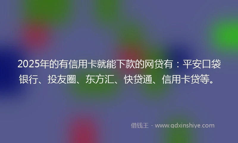 2025年的有信用卡就能下款的网贷有：平安口袋银行、投友圈、东方汇、快贷通、信用卡贷等。