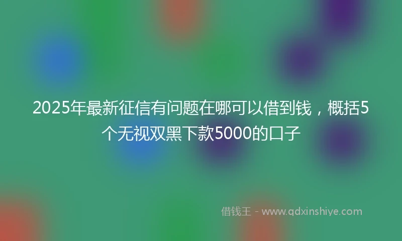 2025年最新征信有问题在哪可以借到钱，概括5个无视双黑下款5000的口子