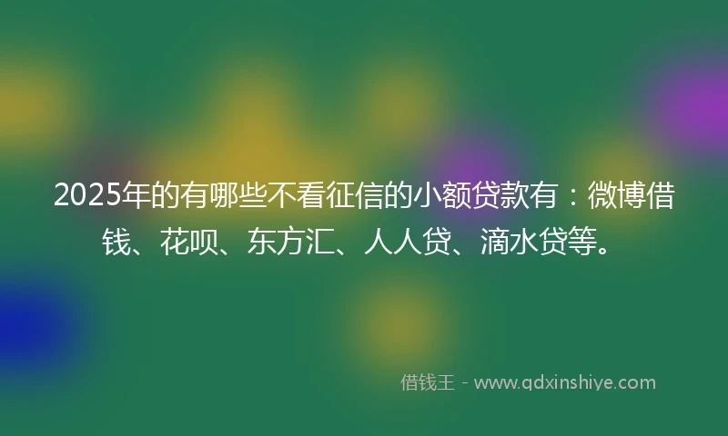 2025年的有哪些不看征信的小额贷款有：微博借钱、花呗、东方汇、人人贷、滴水贷等。