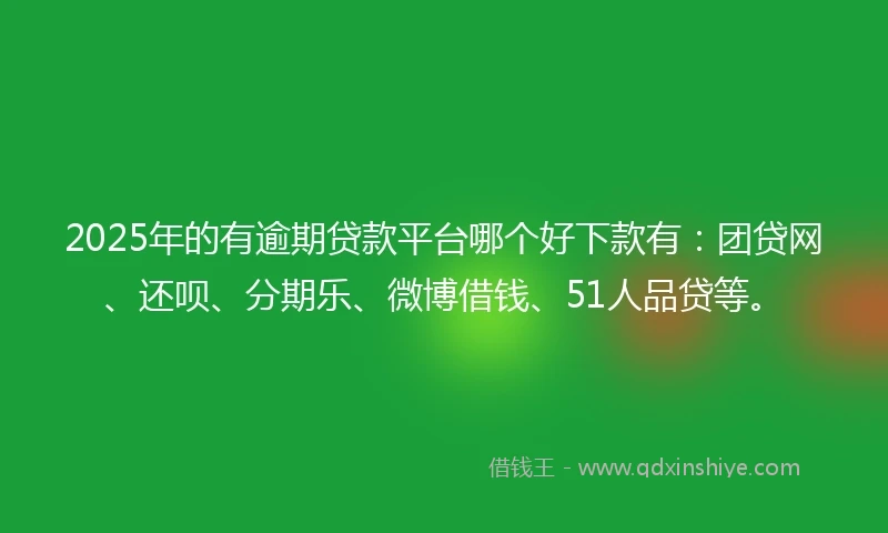 2025年的有逾期贷款平台哪个好下款有：团贷网、还呗、分期乐、微博借钱、51人品贷等。