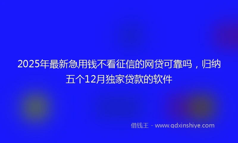 2025年最新急用钱不看征信的网贷可靠吗，归纳五个12月独家贷款的软件