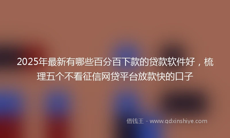 2025年最新有哪些百分百下款的贷款软件好，梳理五个不看征信网贷平台放款快的口子