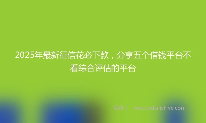 2025年最新征信花必下款，分享五个借钱平台不看综合评估的平台