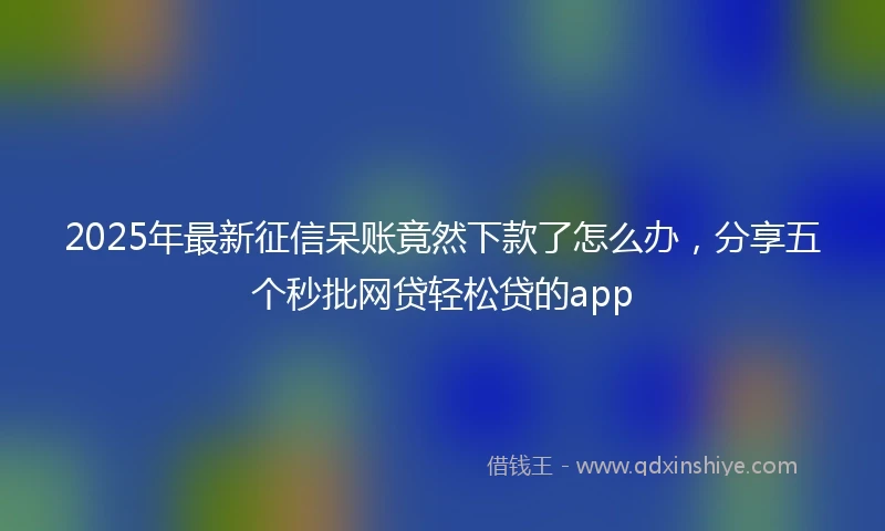 2025年最新征信呆账竟然下款了怎么办，分享五个秒批网贷轻松贷的app