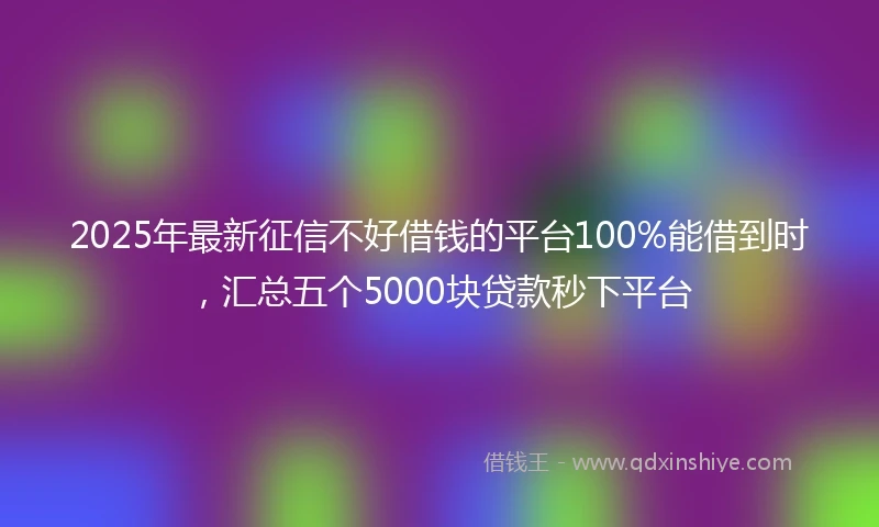 2025年最新征信不好借钱的平台100%能借到时，汇总五个5000块贷款秒下平台