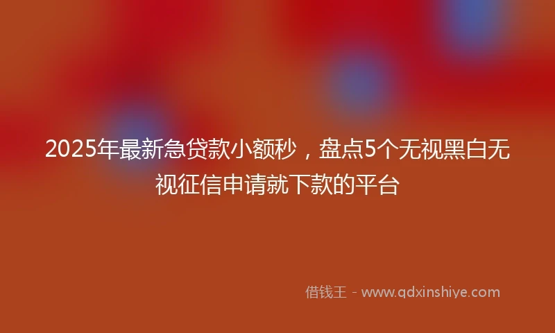 2025年最新急贷款小额秒，盘点5个无视黑白无视征信申请就下款的平台