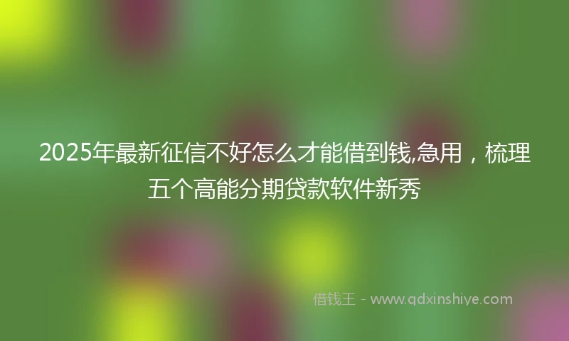 2025年最新征信不好怎么才能借到钱,急用，梳理五个高能分期贷款软件新秀