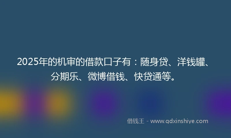 2025年的机审的借款口子有：随身贷、洋钱罐、分期乐、微博借钱、快贷通等。