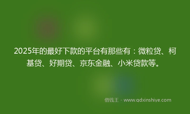 2025年的最好下款的平台有那些有：微粒贷、柯基贷、好期贷、京东金融、小米贷款等。