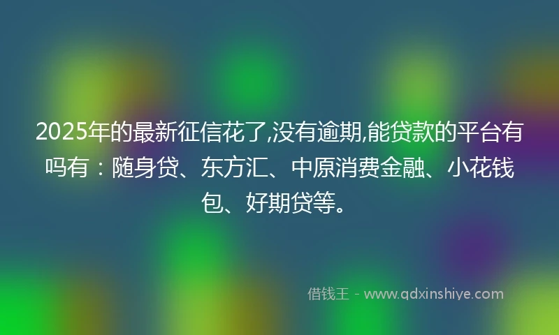 2025年的最新征信花了,没有逾期,能贷款的平台有吗有：随身贷、东方汇、中原消费金融、小花钱包、好期贷等。