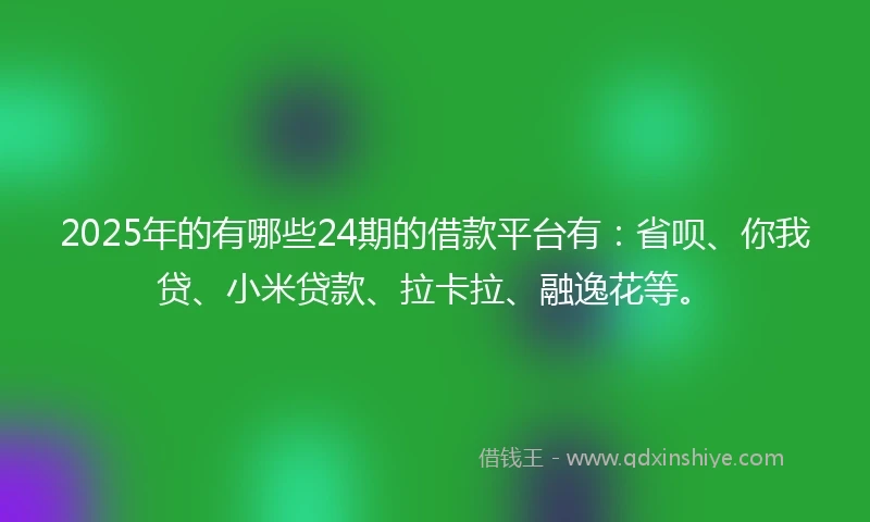 2025年的有哪些24期的借款平台有：省呗、你我贷、小米贷款、拉卡拉、融逸花等。