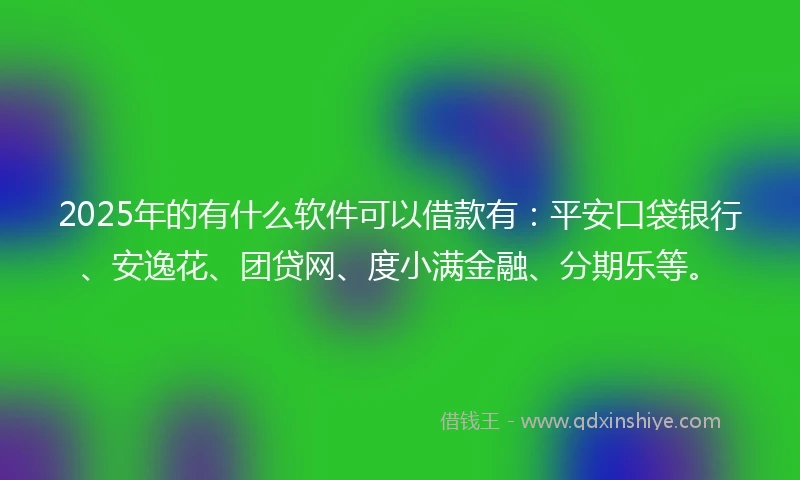 2025年的有什么软件可以借款有：平安口袋银行、安逸花、团贷网、度小满金融、分期乐等。