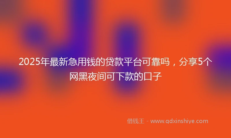 2025年最新急用钱的贷款平台可靠吗，分享5个网黑夜间可下款的口子