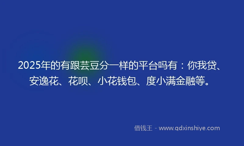 2025年的有跟芸豆分一样的平台吗有：你我贷、安逸花、花呗、小花钱包、度小满金融等。