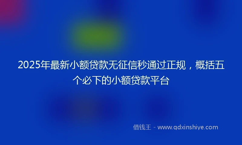 2025年最新小额贷款无征信秒通过正规，概括五个必下的小额贷款平台