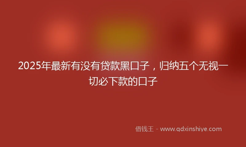 2025年最新有没有贷款黑口子，归纳五个无视一切必下款的口子