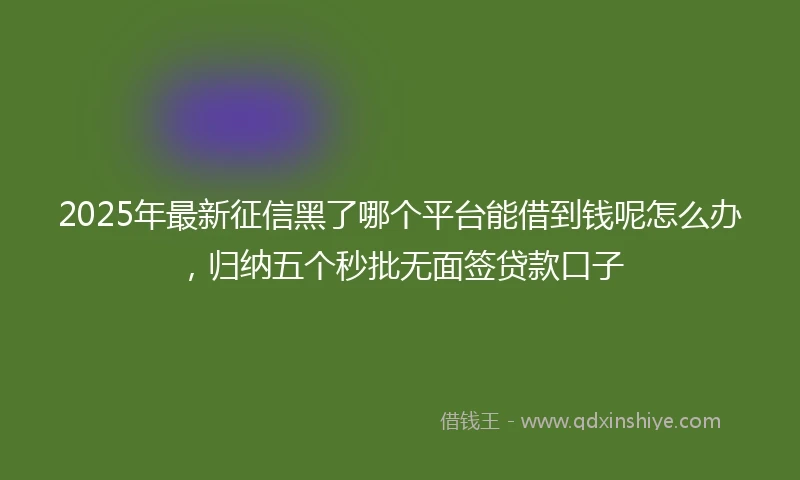 2025年最新征信黑了哪个平台能借到钱呢怎么办，归纳五个秒批无面签贷款口子