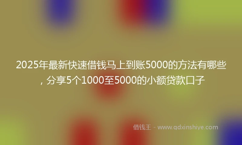 2025年最新快速借钱马上到账5000的方法有哪些，分享5个1000至5000的小额贷款口子