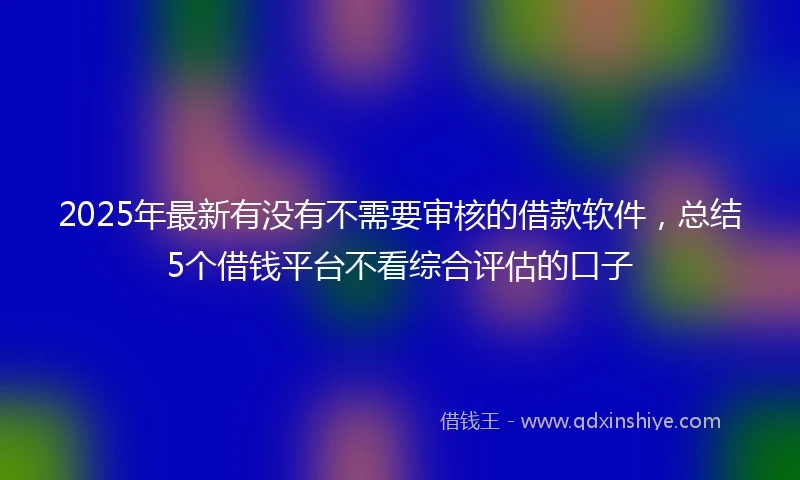 2025年最新有没有不需要审核的借款软件，总结5个借钱平台不看综合评估的口子