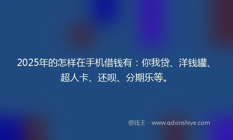 2025年的怎样在手机借钱有：你我贷、洋钱罐、超人卡、还呗、分期乐等。