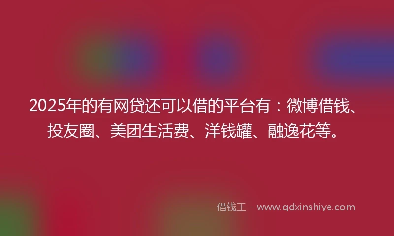 2025年的有网贷还可以借的平台有：微博借钱、投友圈、美团生活费、洋钱罐、融逸花等。