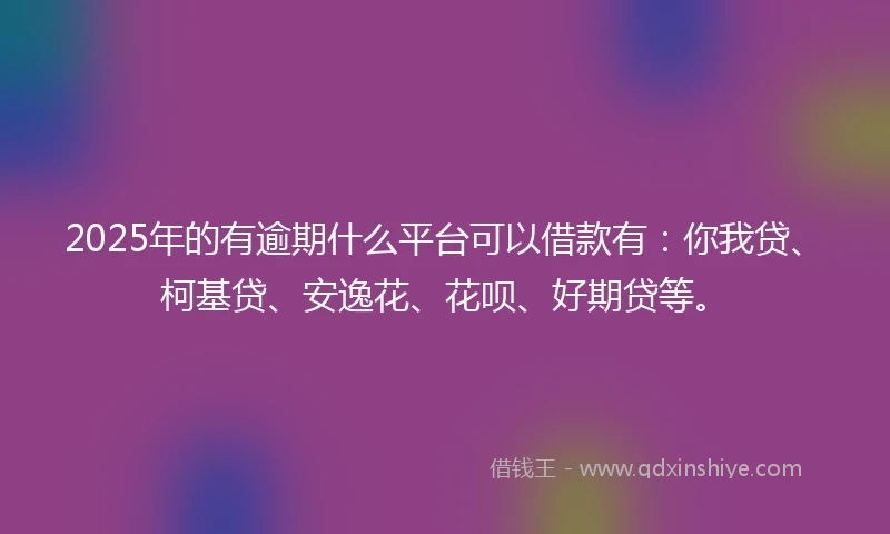 2025年的有逾期什么平台可以借款有：你我贷、柯基贷、安逸花、花呗、好期贷等。