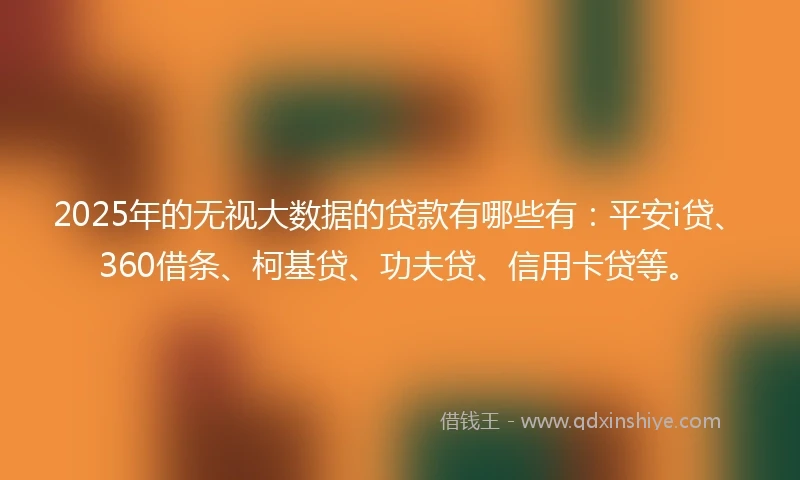 2025年的无视大数据的贷款有哪些有：平安i贷、360借条、柯基贷、功夫贷、信用卡贷等。