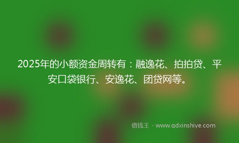 2025年的小额资金周转有:融逸花、拍拍贷、平安口袋银行、安逸花、团贷网等。