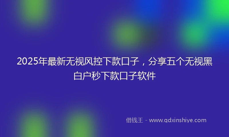2025年最新无视风控下款口子，分享五个无视黑白户秒下款口子软件
