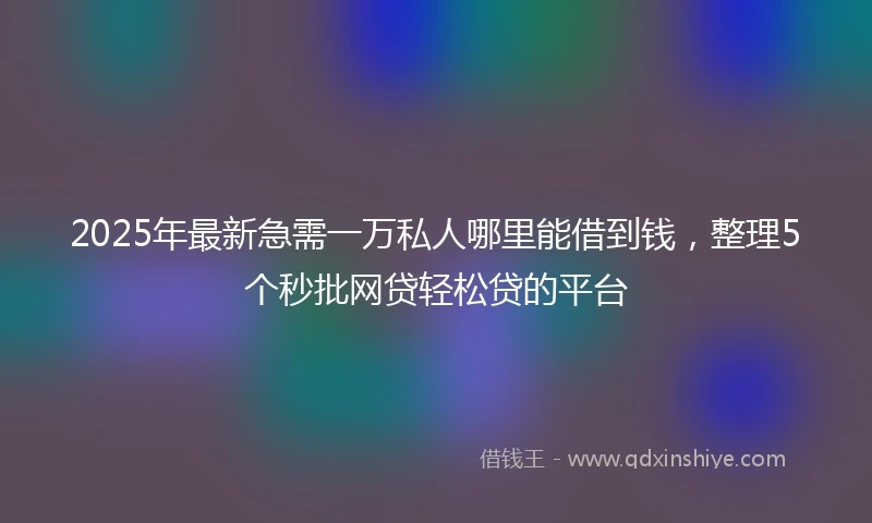 2025年最新急需一万私人哪里能借到钱，整理5个秒批网贷轻松贷的平台