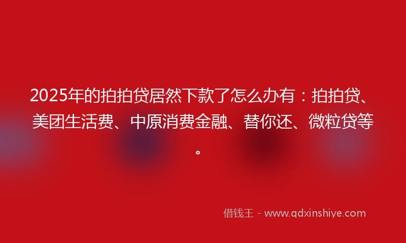 2025年的拍拍贷居然下款了怎么办有：拍拍贷、美团生活费、中原消费金融、替你还、微粒贷等。