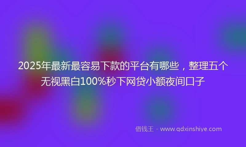 2025年最新最容易下款的平台有哪些，整理五个无视黑白100%秒下网贷小额夜间口子