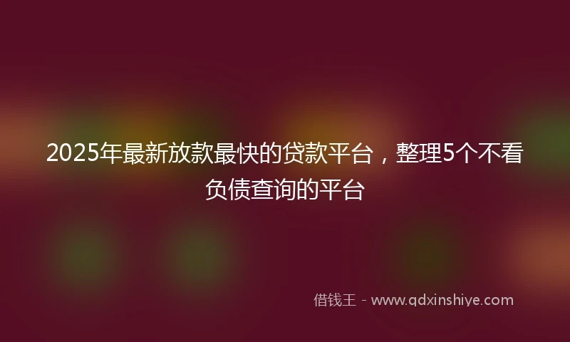 2025年最新放款最快的贷款平台，整理5个不看负债查询的平台