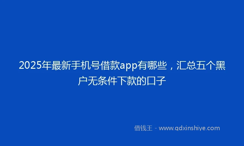 2025年最新手机号借款app有哪些，汇总五个黑户无条件下款的口子